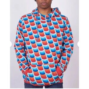 Mokuyobi Hooded Sweatshirt Mens XL Multicolor Scallop Print Cotton Hoodie USA